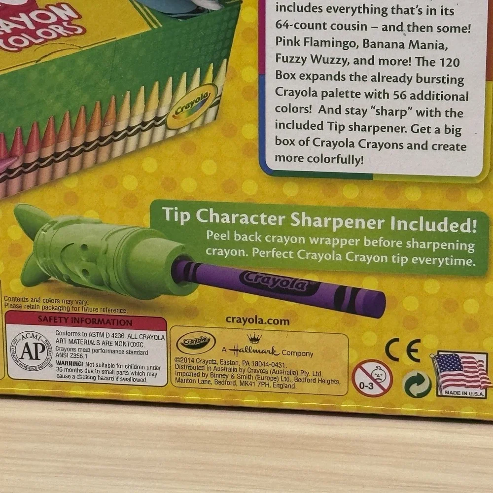 Crayola 120 Box Of Crayons 120 Colors Bonus Character Tip Sharpener Inc 1 Used